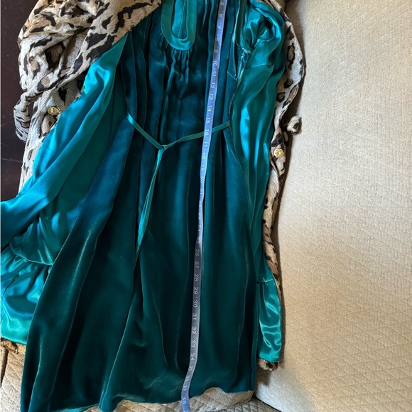 Beth Bowley 2pc blue velvet silk lined dress w/faux 🐆 coat - Picture 11 of 13
